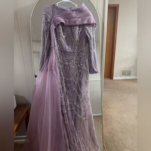 Elegant Lavender Beaded Gown